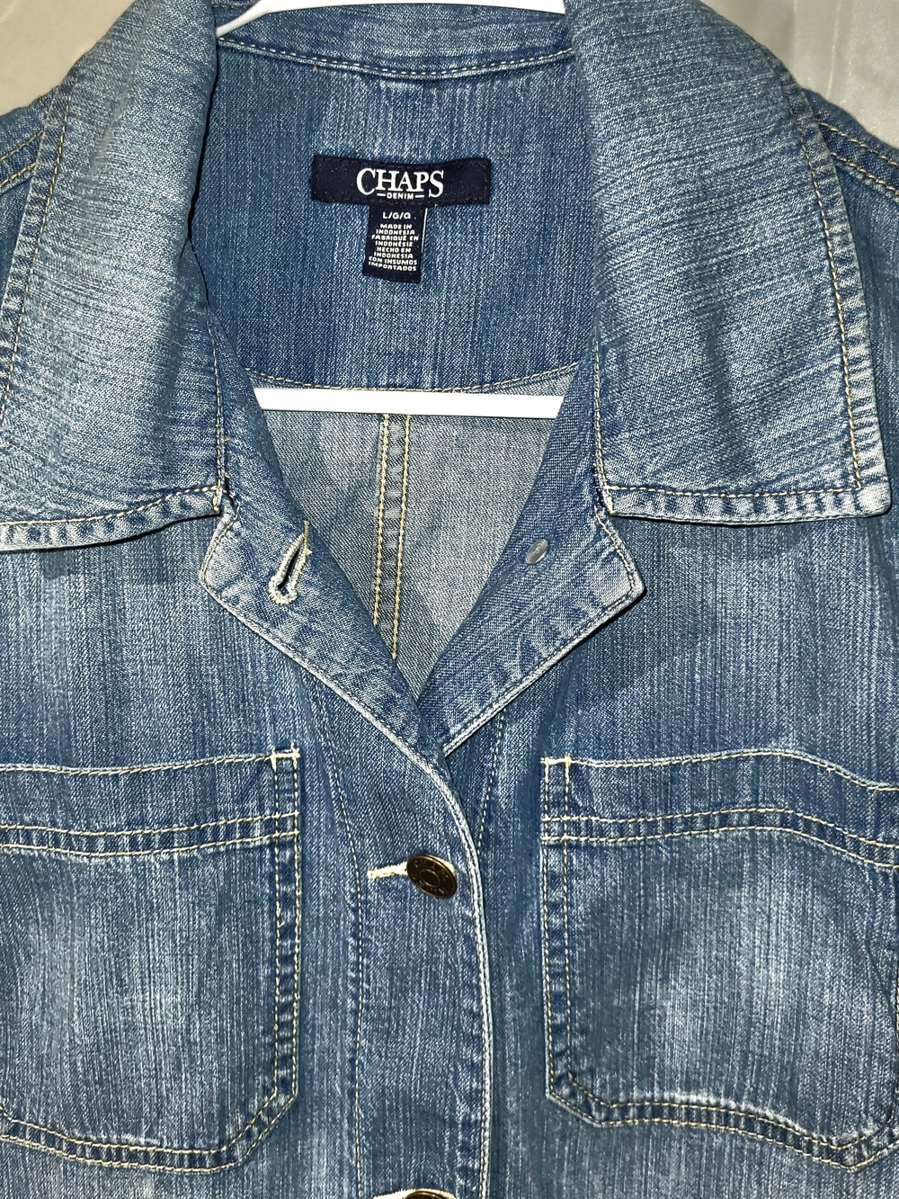 Chaps Women's Blue Denim Jeans Vest Size Large